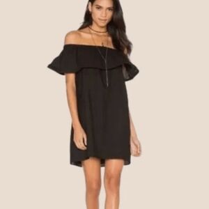 Line + Dot Linen Black Concorde Ruffle Mini Dress Size XS